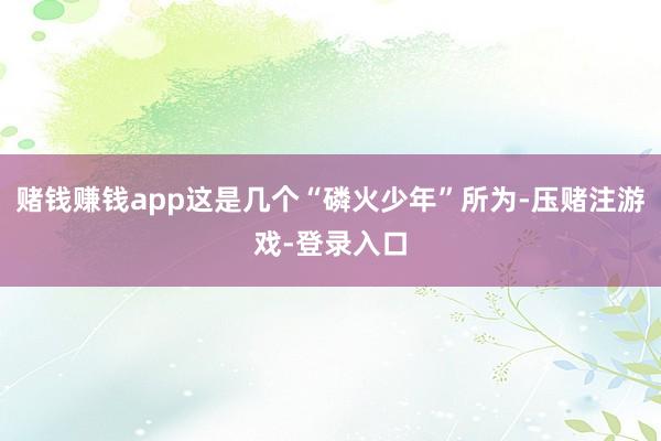 赌钱赚钱app这是几个“磷火少年”所为-压赌注游戏-登录入口